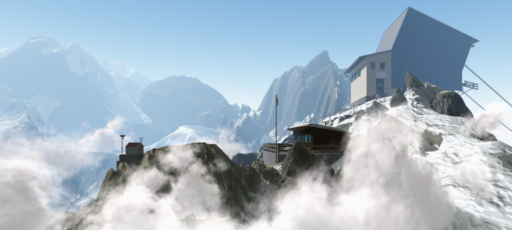 a panoramic view of the Gleisseonhorn region in the early morning mist