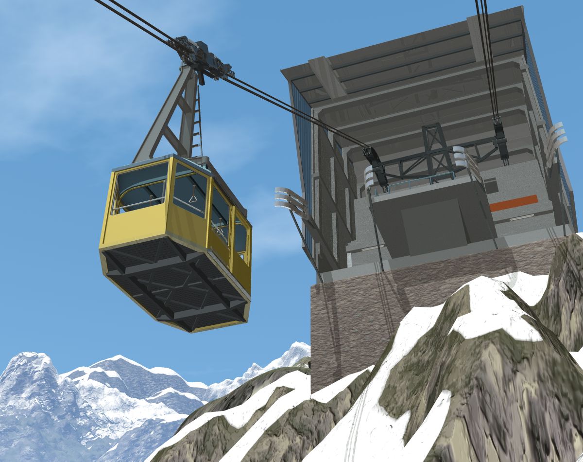 a cabin arriving at the Gleissenhorn top station